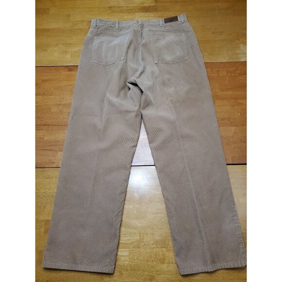 LL Bean Pants Mens 36x29 Tan Corduroy Standard Fit Wide Leg Outdoors Winter Warm - Picture 6 of 10